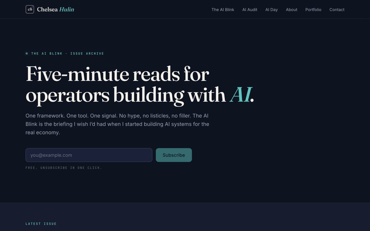 The AI Blink — live product screenshot